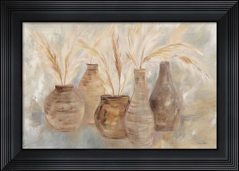 Framed Grasses and Baskets Dark Print