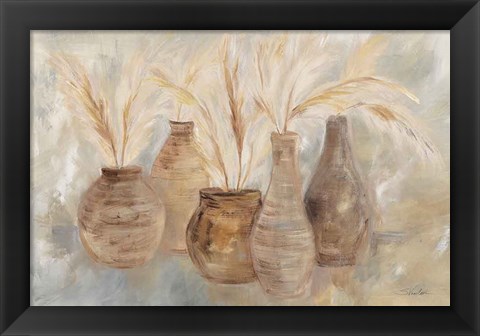 Framed Grasses and Baskets Dark Print