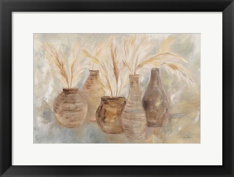 Framed Grasses and Baskets Dark Print