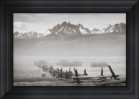 Framed Stanley Basin Fence and Fog Print