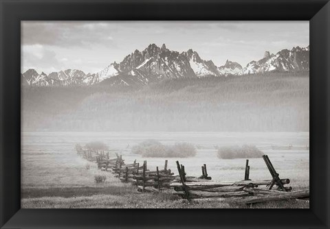 Framed Stanley Basin Fence and Fog Print