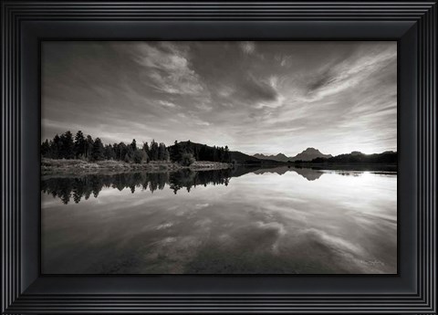 Framed Oxbow Bend sunset Grand Teton National Park Print