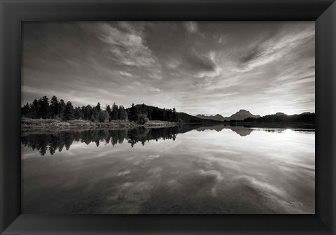 Framed Oxbow Bend sunset Grand Teton National Park Print