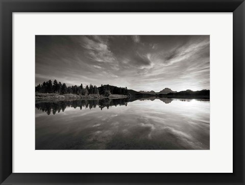 Framed Oxbow Bend sunset Grand Teton National Park Print