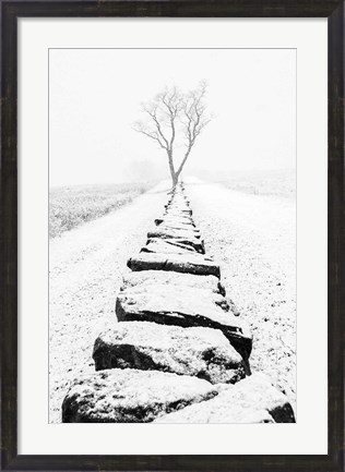 Framed Snowy Stone Wall Print