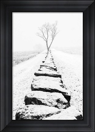 Framed Snowy Stone Wall Print