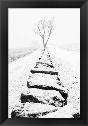 Framed Snowy Stone Wall Print