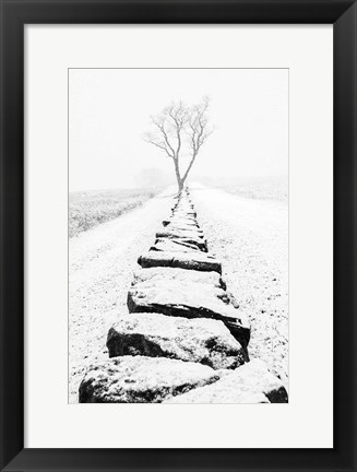 Framed Snowy Stone Wall Print