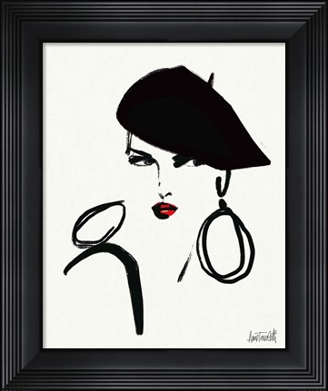 Framed Beret and Scarf I Print