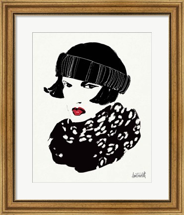 Framed Beret and Scarf II Print