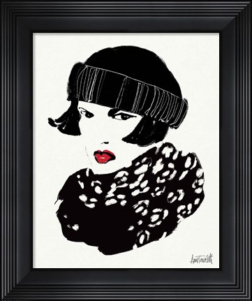Framed Beret and Scarf II Print