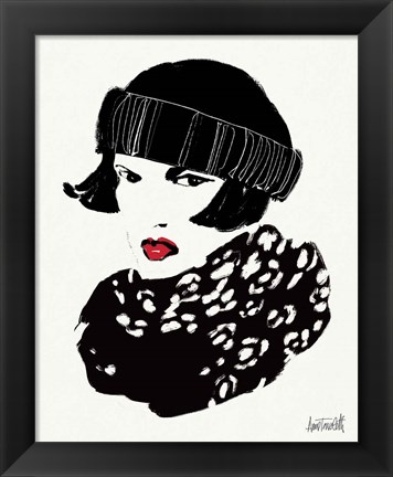 Framed Beret and Scarf II Print