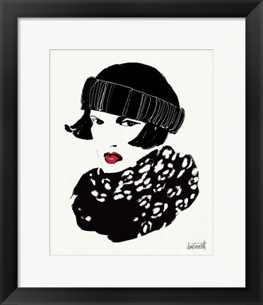 Framed Beret and Scarf II Print