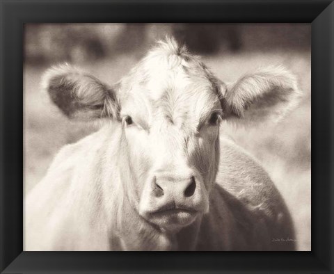 Framed Pasture Cow Neutral Print