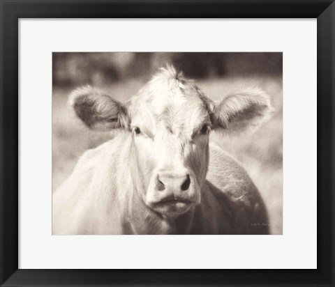 Framed Pasture Cow Neutral Print