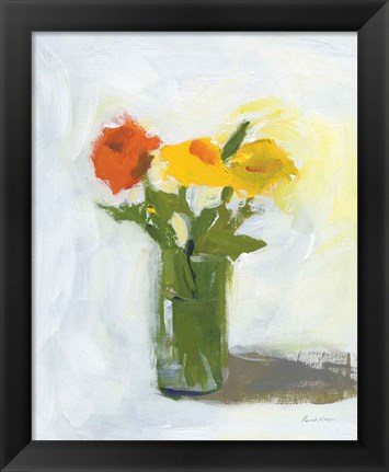 Framed Orange and Yellow Floral Print