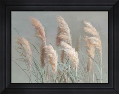 Framed Pampas Grasses on Gray Print