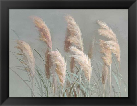 Framed Pampas Grasses on Gray Print