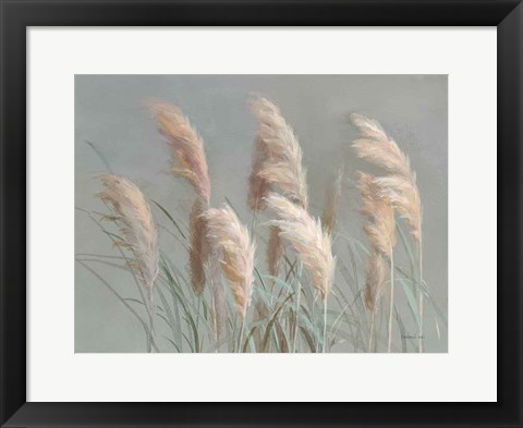 Framed Pampas Grasses on Gray Print