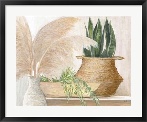 Framed Grasses and Greens Print