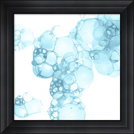 Framed Bubble Square Aqua I Print
