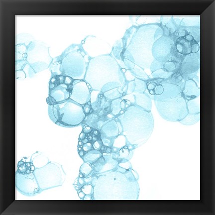 Framed Bubble Square Aqua I Print