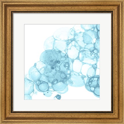 Framed Bubble Square Aqua II Print