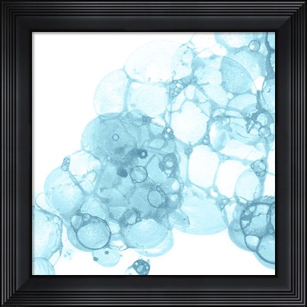 Framed Bubble Square Aqua II Print