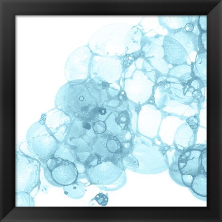 Framed Bubble Square Aqua II Print