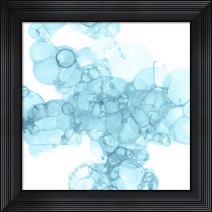 Framed Bubble Square Aqua III Print