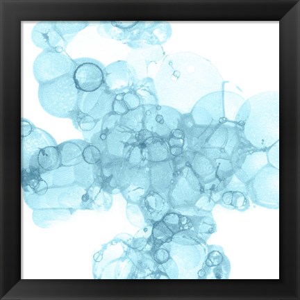 Framed Bubble Square Aqua III Print