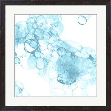 Framed Bubble Square Aqua IV Print