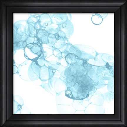 Framed Bubble Square Aqua IV Print