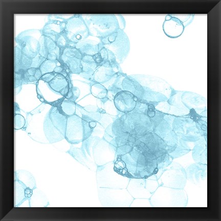 Framed Bubble Square Aqua IV Print