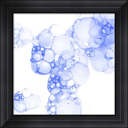 Framed Bubble Square Blue I Print