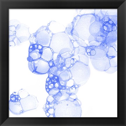 Framed Bubble Square Blue I Print