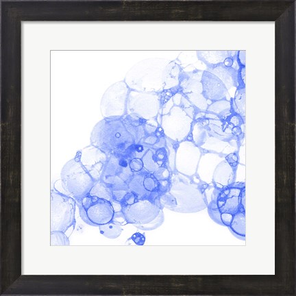 Framed Bubble Square Blue II Print
