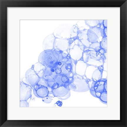 Framed Bubble Square Blue II Print