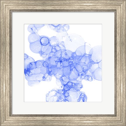 Framed Bubble Square Blue III Print