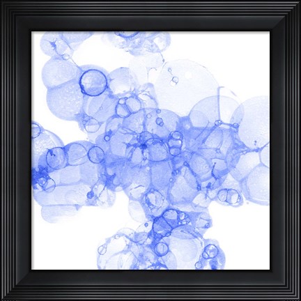 Framed Bubble Square Blue III Print