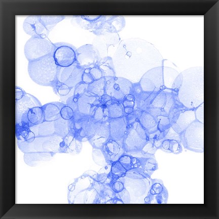 Framed Bubble Square Blue III Print