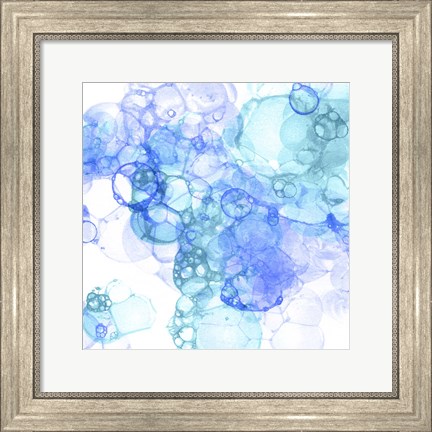 Framed Bubble Square Aqua &amp; Blue I Print