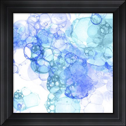 Framed Bubble Square Aqua &amp; Blue I Print