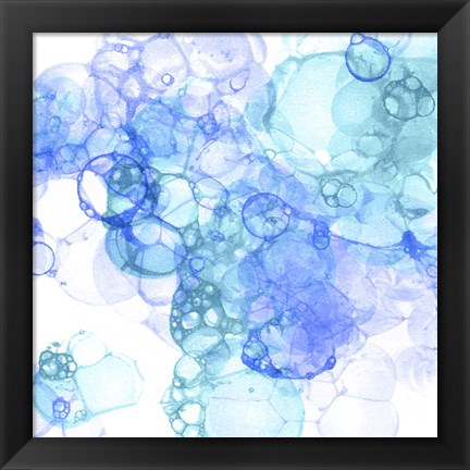 Framed Bubble Square Aqua &amp; Blue I Print