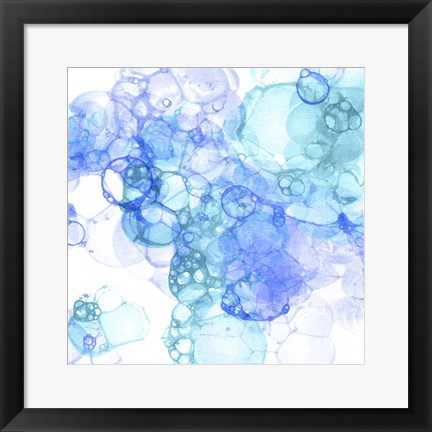 Framed Bubble Square Aqua &amp; Blue I Print