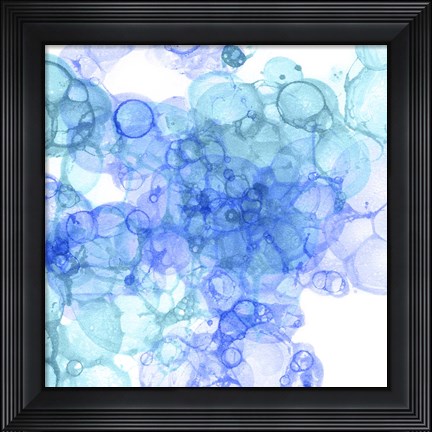 Framed Bubble Square Aqua &amp; Blue II Print