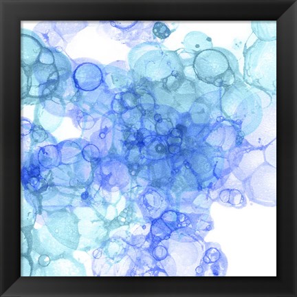 Framed Bubble Square Aqua &amp; Blue II Print