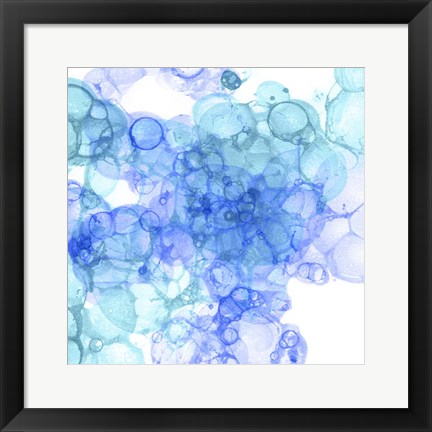 Framed Bubble Square Aqua &amp; Blue II Print