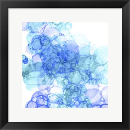 Framed Bubble Square Aqua &amp; Blue III Print