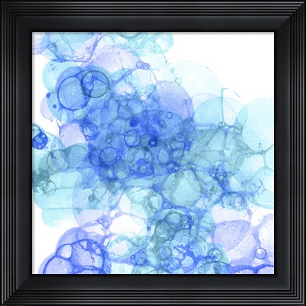 Framed Bubble Square Aqua &amp; Blue III Print